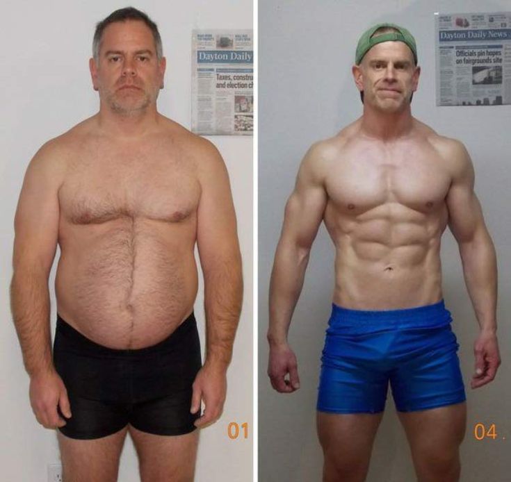 Transformación física antes y después de un hombre de mediana edad