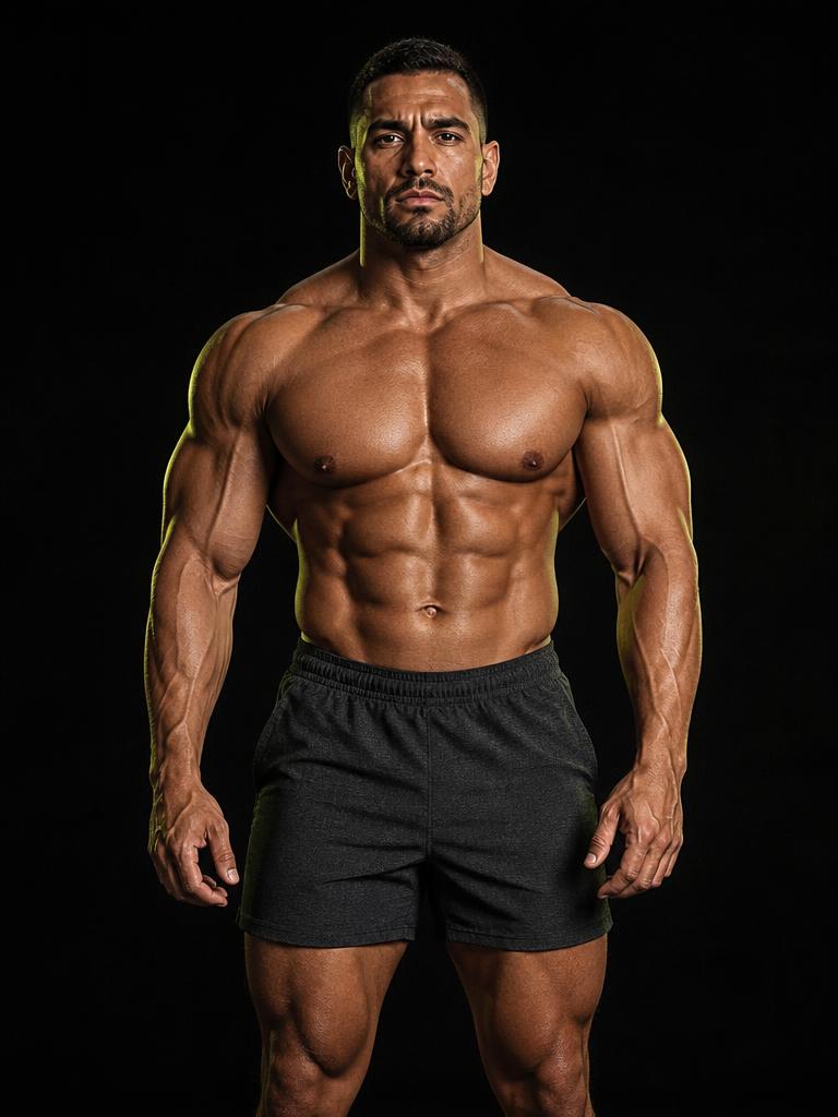 Hombre musculoso para el objetivo de fuerza y volumen